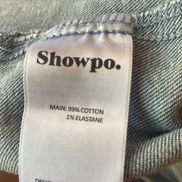 Showpo. (4) NWT light blue wash denim belted halter mini dress zip entry sexy - Picture 8 of 10